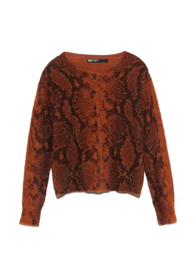 Bimba Y Lola Long Caramel Snake Fur Sweater In Brown