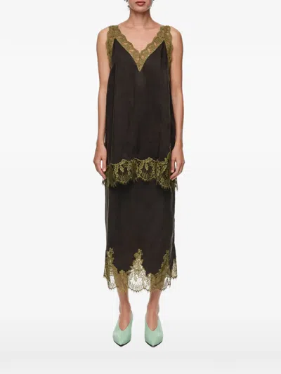 Bimba Y Lola Long Faded Black Camisole Top In Green