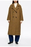 Bimba Y Lola Long Herringbone Tailored Coat In Yellow