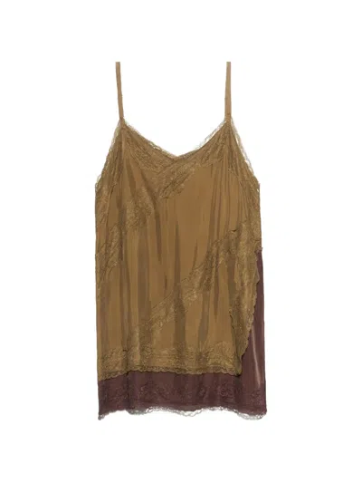 Bimba Y Lola Long Khaki Camisole Top In Brown
