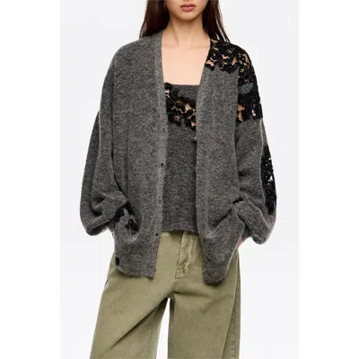 Bimba Y Lola Long Lace Cardigan In Animal Print