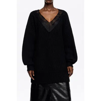 Bimba Y Lola Long Lace Sweater In Black
