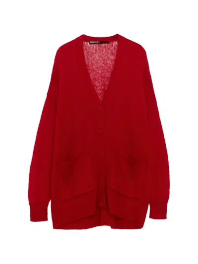 Bimba Y Lola Long Red Mohair Cardigan
