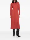 Bimba Y Lola Long-sleeve Seam-detail Midi Dress In Red