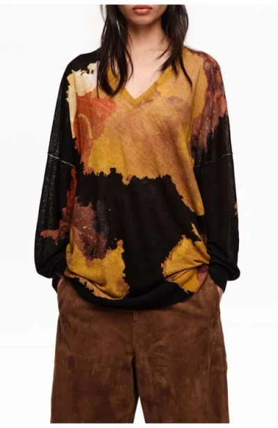 Bimba Y Lola Long Straight-fit Linen Sweater In Multi