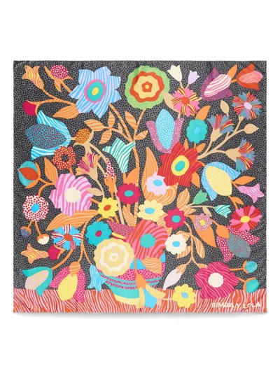 Bimba Y Lola Loral-print Scarf In Grey