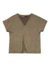 Bimba Y Lola Lurex V-neck T-shirt In Brown
