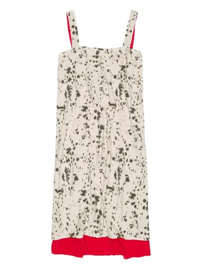 Bimba Y Lola Lynx Contrast Hem Dress In Neutral
