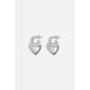 Bimba Y Lola Matte Padlock Heart Earrings In Silver