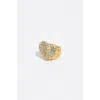 Bimba Y Lola Matte Textured Heart Crystals Ring In Gold