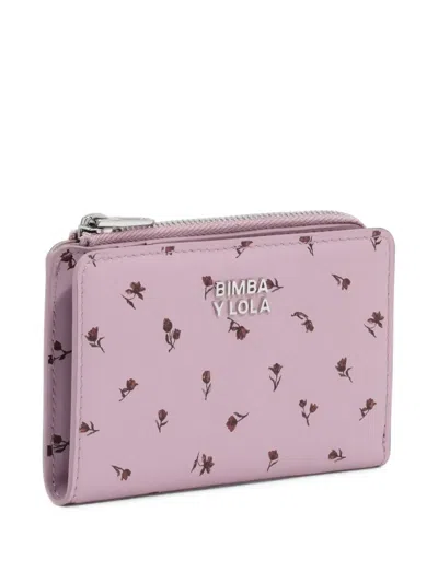 Bimba Y Lola Mauve Mini Tulip Leather Compact Wallet In Purple
