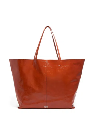 Bimba Y Lola Maxi Leather Tote Bag In Orange
