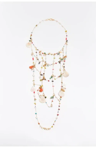 Bimba Y Lola Maxi Necklace With Chains And Seashell Multi-charms