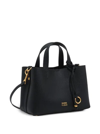 Bimba Y Lola Medium Chihuahua Tote Bag Black Leather