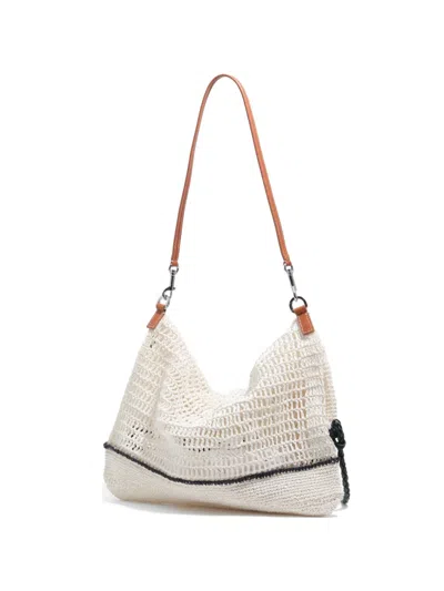 Bimba Y Lola Medium Crochet-knit Shoulder Bag In White
