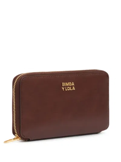 Bimba Y Lola Medium Dark Tan Leather Wallet In Pattern