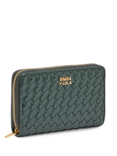 Bimba Y Lola Medium Dark-green Plaited Zip Wallet