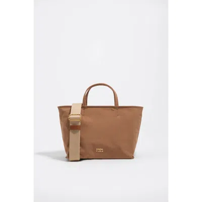 Bimba Y Lola Medium Gabardine Shopper Bag In Brown