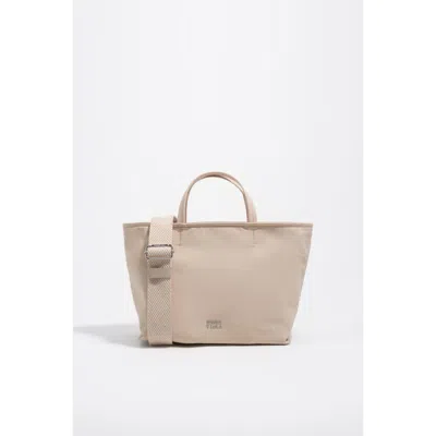 Bimba Y Lola Medium Gabardine Shopper Bag In Sand