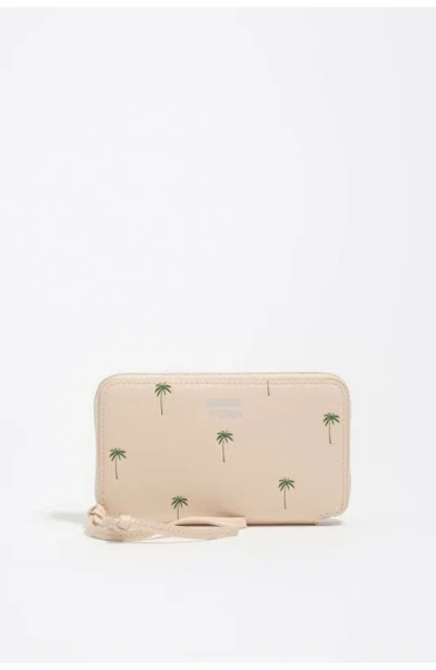 Bimba Y Lola Medium Horizontal Palms Wallet In Sand