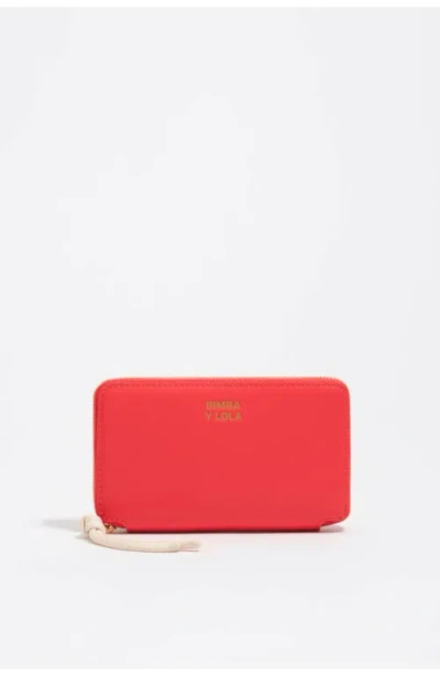 Bimba Y Lola Medium Leather Horizontal Wallet In Red