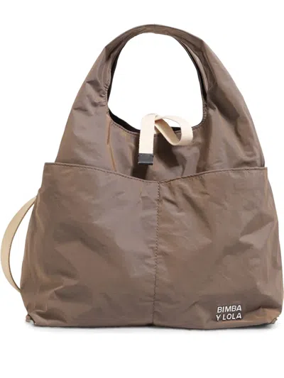 Bimba Y Lola Medium Leather Tote Bag In Neutrals