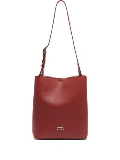 Bimba Y Lola Medium Logo-print Leather Shoulder Bag In Red