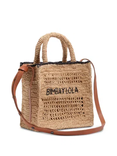 Bimba Y Lola Medium Logo-embroidered Cross Body Bag In Neutral