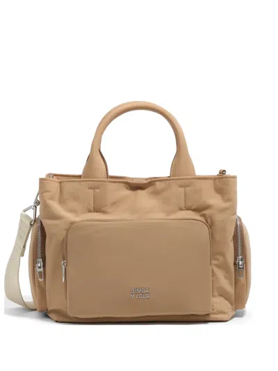 Bimba Y Lola Medium Logo-plaque Shoulder Bag In Brown