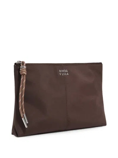 Bimba Y Lola Medium Mocha Nylon Clutch Bag In Brown