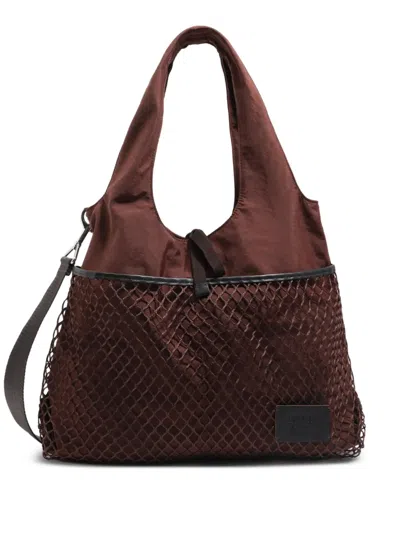 Bimba Y Lola Medium Net-panel Shoulder Bag In Brown