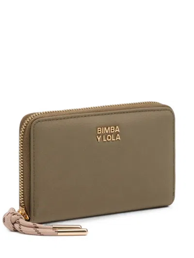 Bimba Y Lola Medium Olive Nylon Wallet In Brown