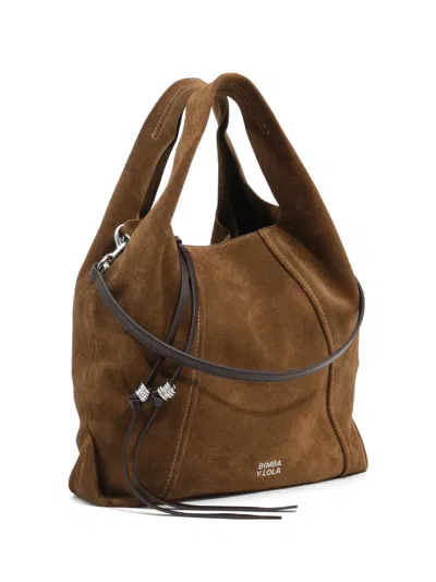 Bimba Y Lola Medium Olive Suede Paper Bag In Brown