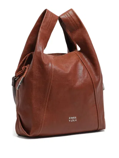 Bimba Y Lola Medium Paper Leather Shoulder Bag In Brown