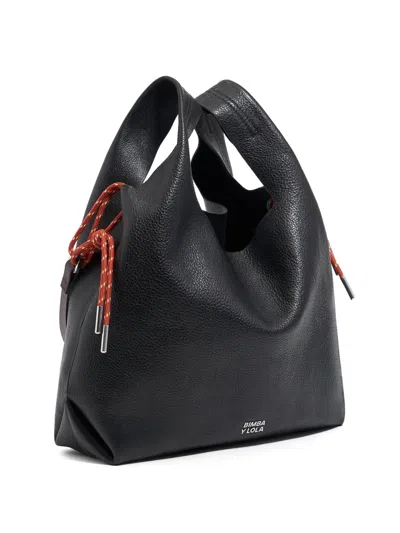 Bimba Y Lola Medium Paper Tote Bag In Black