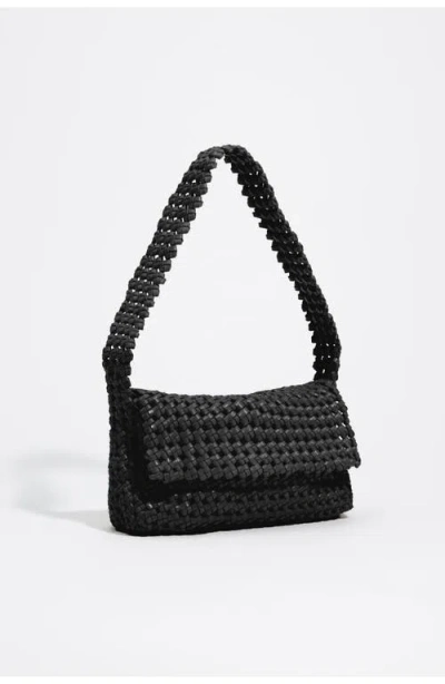 Bimba Y Lola Medium Plaited Leather Hobo Bag In Black