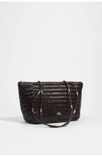Bimba Y Lola Medium Plaited Leather Shopper Bag In Brown