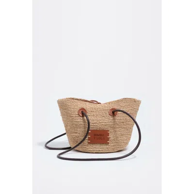 Bimba Y Lola Medium Natural-raffia Basket Bag In Nude