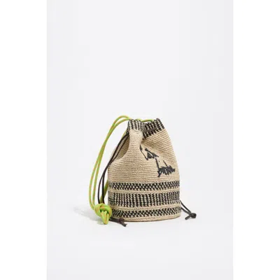 Bimba Y Lola Medium Plaited-raffia Bucket Bag In Neutral