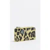 Bimba Y Lola Textured Leopard Print Compact Wallet In Yellow