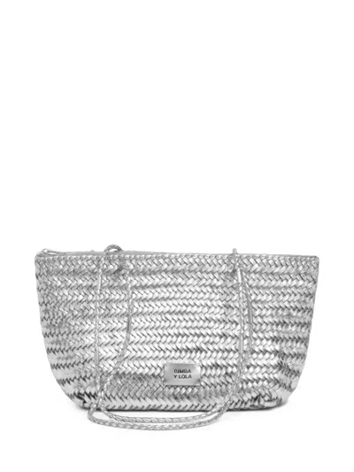 Bimba Y Lola Medium Woven Leather Tote Bag In Gray