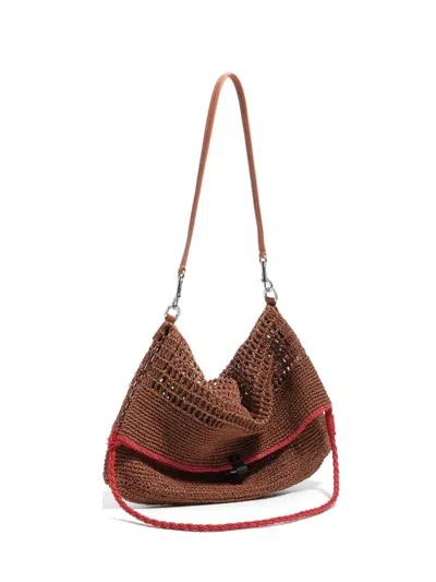 Bimba Y Lola Medium Woven-design Shoulder Bag In Brown