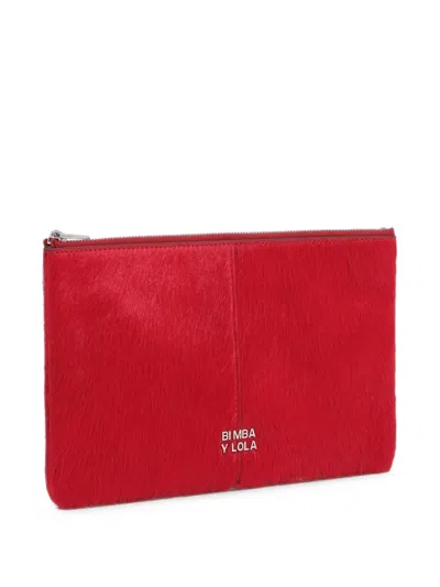 Bimba Y Lola Medium Zippered Toiletry Bag In Red