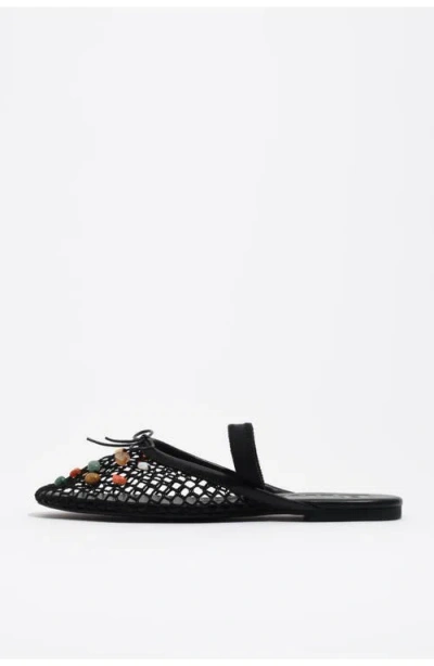 Bimba Y Lola Mesh Slingback Ballerina With Stones In Black