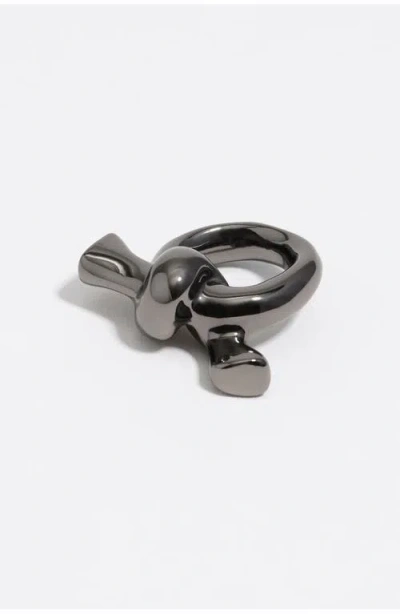 Bimba Y Lola Metallic Knot Scarf Ring In Black