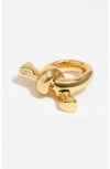 Bimba Y Lola Metallic Knot Scarf Ring In Gold