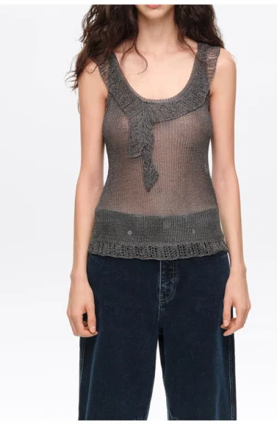 Bimba Y Lola Metallic Openwork Fitted Top In Gray