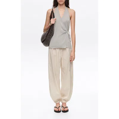 Bimba Y Lola Metallic Wrap Knit Top In Silver
