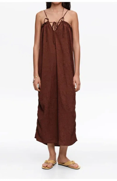 Bimba Y Lola Midi Dress With Adjustable Straps In Brown