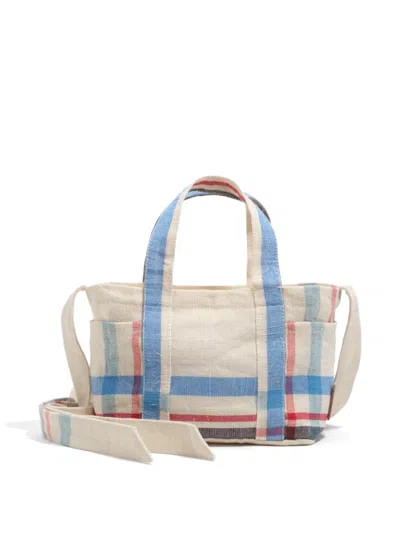 Bimba Y Lola Mini Check-pattern Logo-patch Tote Bag In Neutral